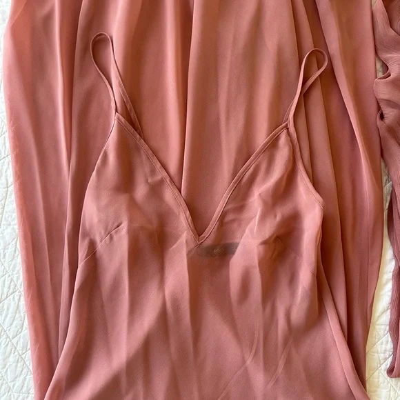 MANGO Boho Sheer Pink Ruffle Dress size 2/XS - Picture 5 of 9